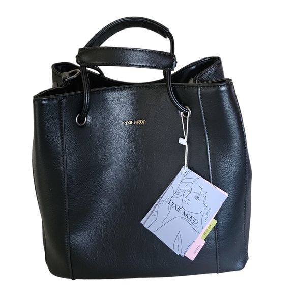 Rixie mood Kamila classy tote bag vegan leathear double top handles - Picture 7 of 9